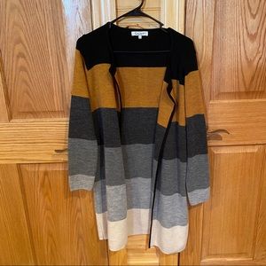 Wool Cardigan, Mustard, Grey, Black, Cream